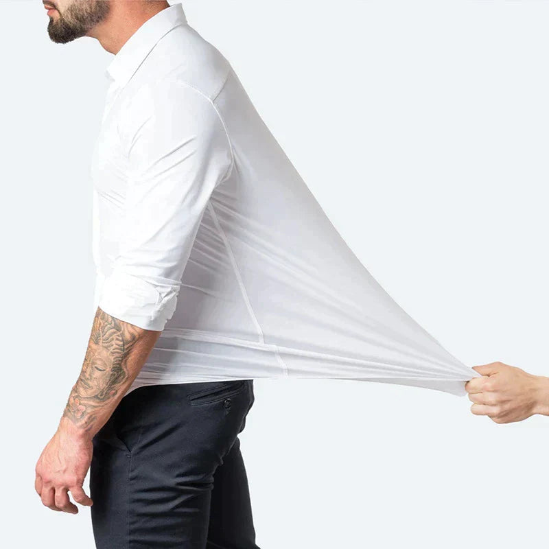 Herrenhemd | Stretch | Baumwolle | Lange Ärmel | Knöpfe | Kragen-Luzern Mode