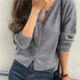 Damen Strickjacke mit Knopfleiste - Eleganter Cardigan-Grau-One size-Luzern Mode