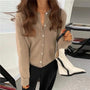 Damen Strickjacke mit Knopfleiste - Eleganter Cardigan-Khaki-One size-Luzern Mode
