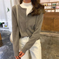 Damen Strickjacke mit Knopfleiste - Eleganter Cardigan-Luzern Mode