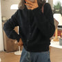 Damen Strickjacke mit Knopfleiste - Eleganter Cardigan-Schwarz-One size-Luzern Mode