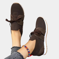 Damen Sneaker mit Strick-Oberfläche und Komfortsohle-Dunkelbraun-35-Luzern Mode