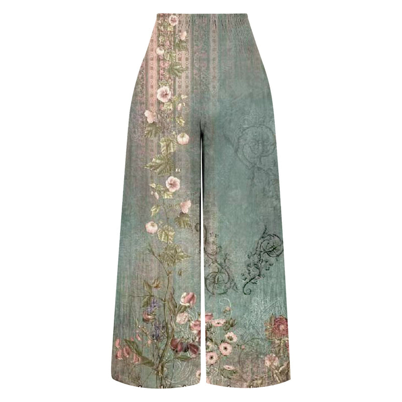 Damenhose mit Blumendruck - Weite Sommerhose Elegant-Luzern Mode