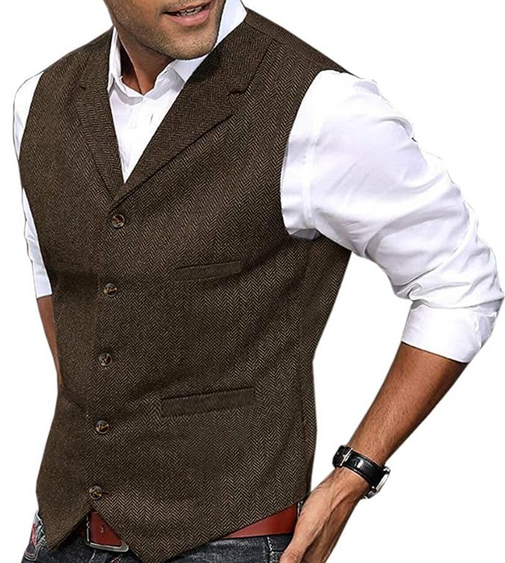 Herren Anzugweste Slim Fit Business Freizeitmode-Braun-S-Luzern Mode