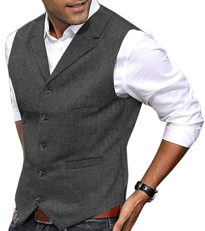 Herren Anzugweste Slim Fit Business Freizeitmode-Grau-S-Luzern Mode