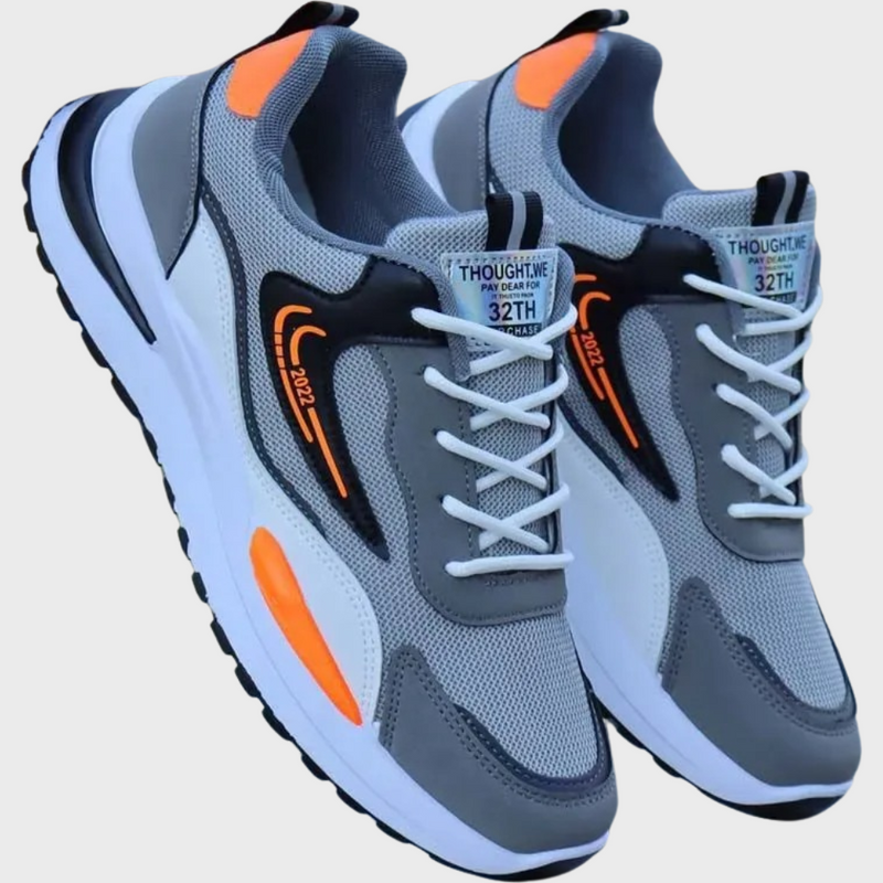 Herren Sneaker mit Mesh-Einsätzen und Komfortsohle-Graues Gitter-39-Luzern Mode
