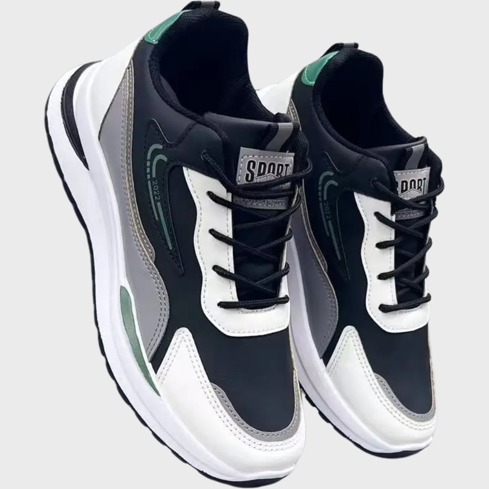 Herren Sneaker mit Mesh-Einsätzen und Komfortsohle-Schwarzes PU-39-Luzern Mode