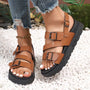 Komfortsandalen Damen | Vegan | Stützend & Rutschfest | Sommerschuhe für Senioren-Kastanjebruin-36-Luzern Mode