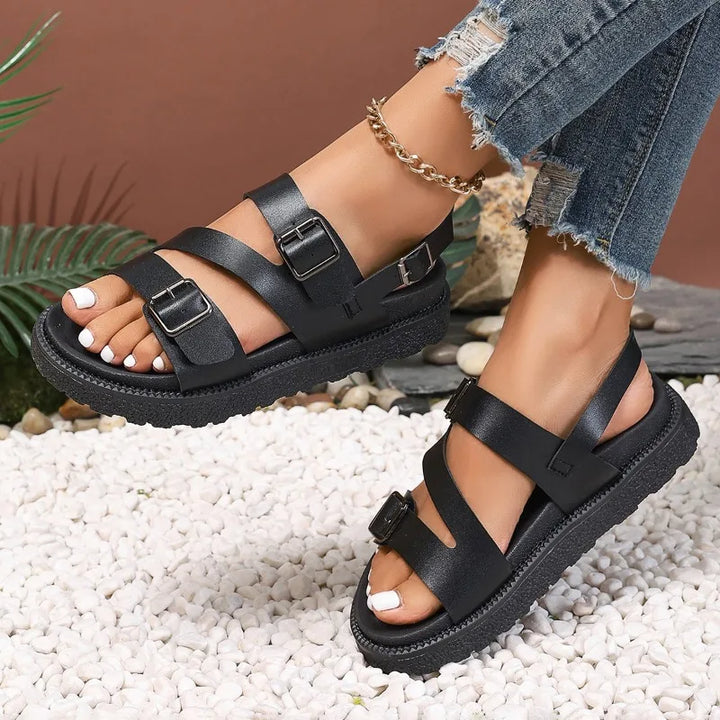 Komfortsandalen Damen | Vegan | Stützend & Rutschfest | Sommerschuhe für Senioren-Luzern Mode