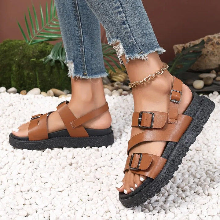 Komfortsandalen Damen | Vegan | Stützend & Rutschfest | Sommerschuhe für Senioren-Luzern Mode