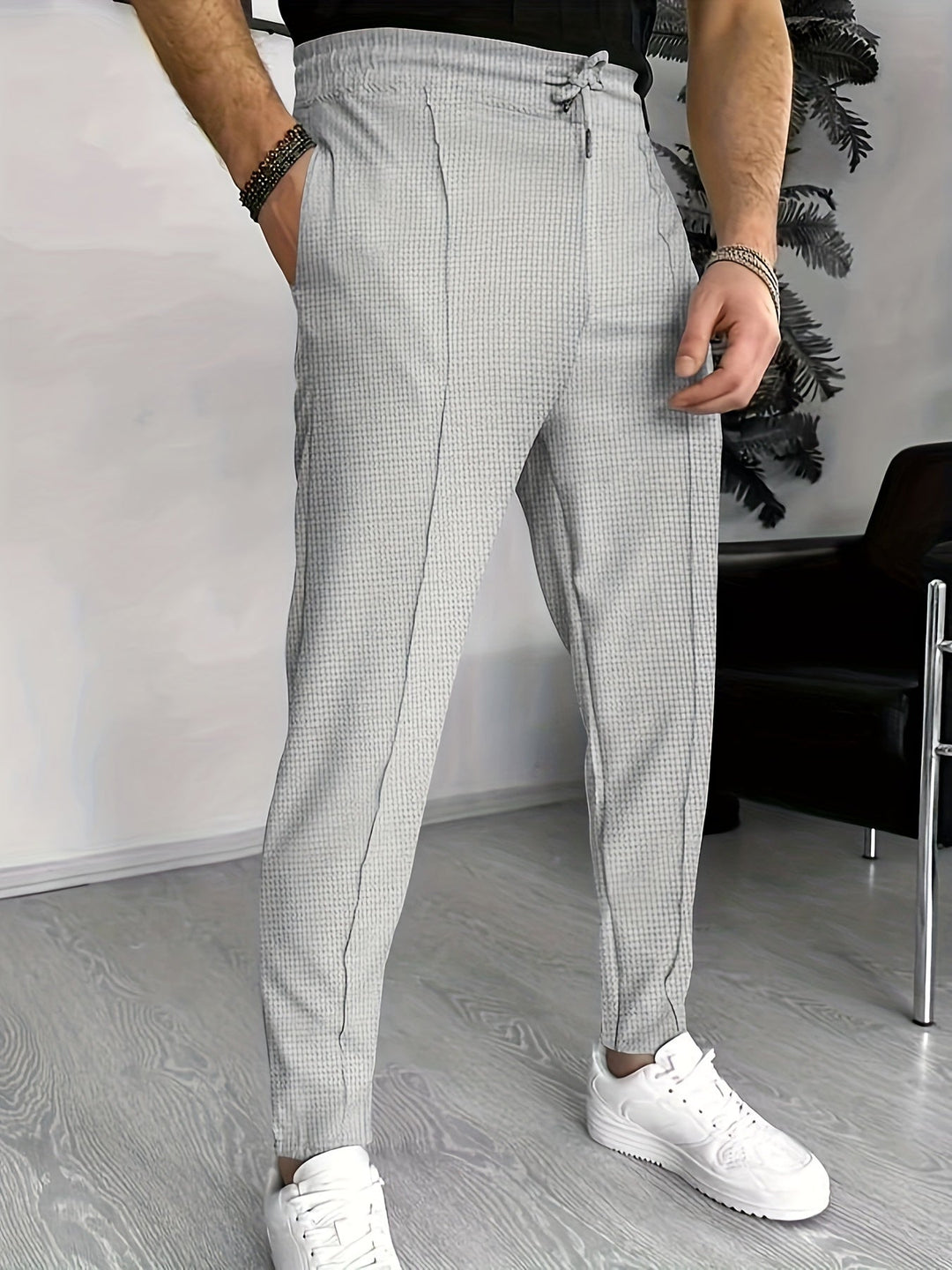 Herren Chinohose Slim Fit mit Elastischem Bund und Kordelzug-Luzern Mode
