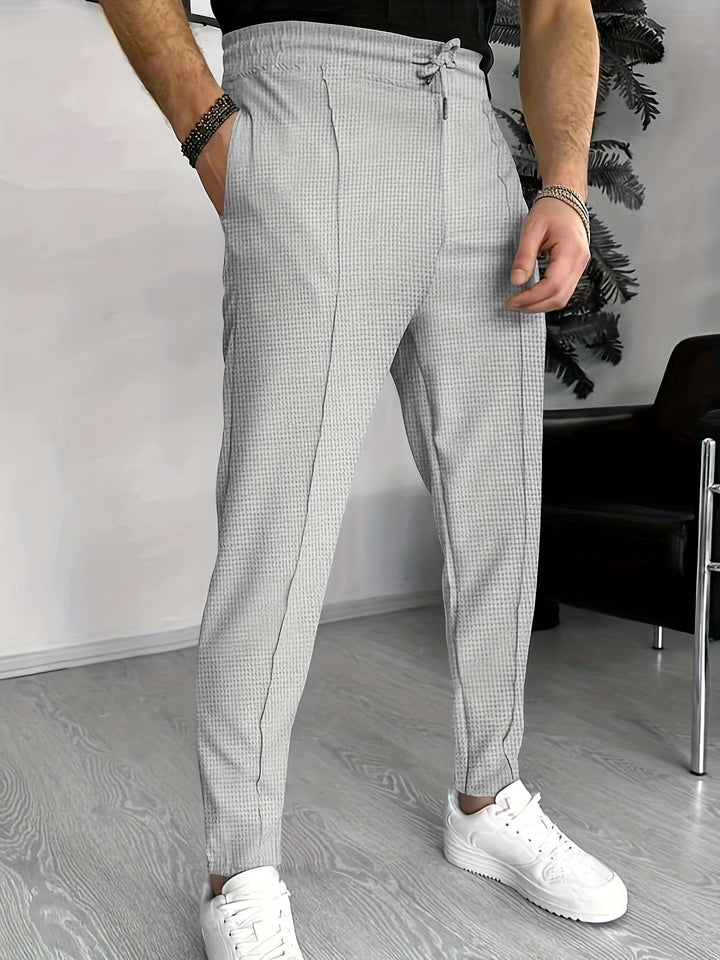Herren Chinohose Slim Fit mit Elastischem Bund und Kordelzug-Luzern Mode