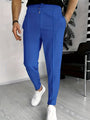 Herren Chinohose Slim Fit mit Elastischem Bund und Kordelzug-S-Blau-Luzern Mode