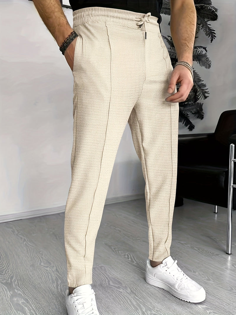 Herren Chinohose Slim Fit mit Elastischem Bund und Kordelzug-Luzern Mode