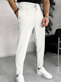 Herren Chinohose Slim Fit mit Elastischem Bund und Kordelzug-Luzern Mode