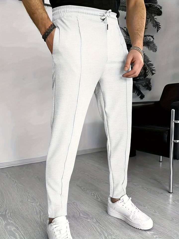 Herren Chinohose Slim Fit mit Elastischem Bund und Kordelzug-Luzern Mode