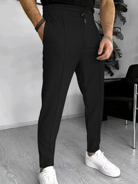 Herren Chinohose Slim Fit mit Elastischem Bund und Kordelzug-Luzern Mode