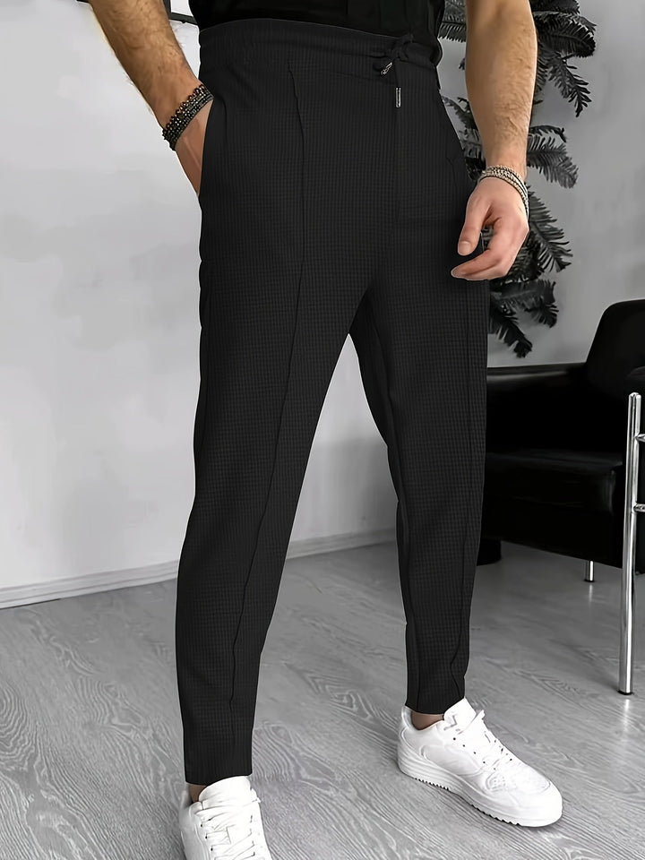 Herren Chinohose Slim Fit mit Elastischem Bund und Kordelzug-Luzern Mode