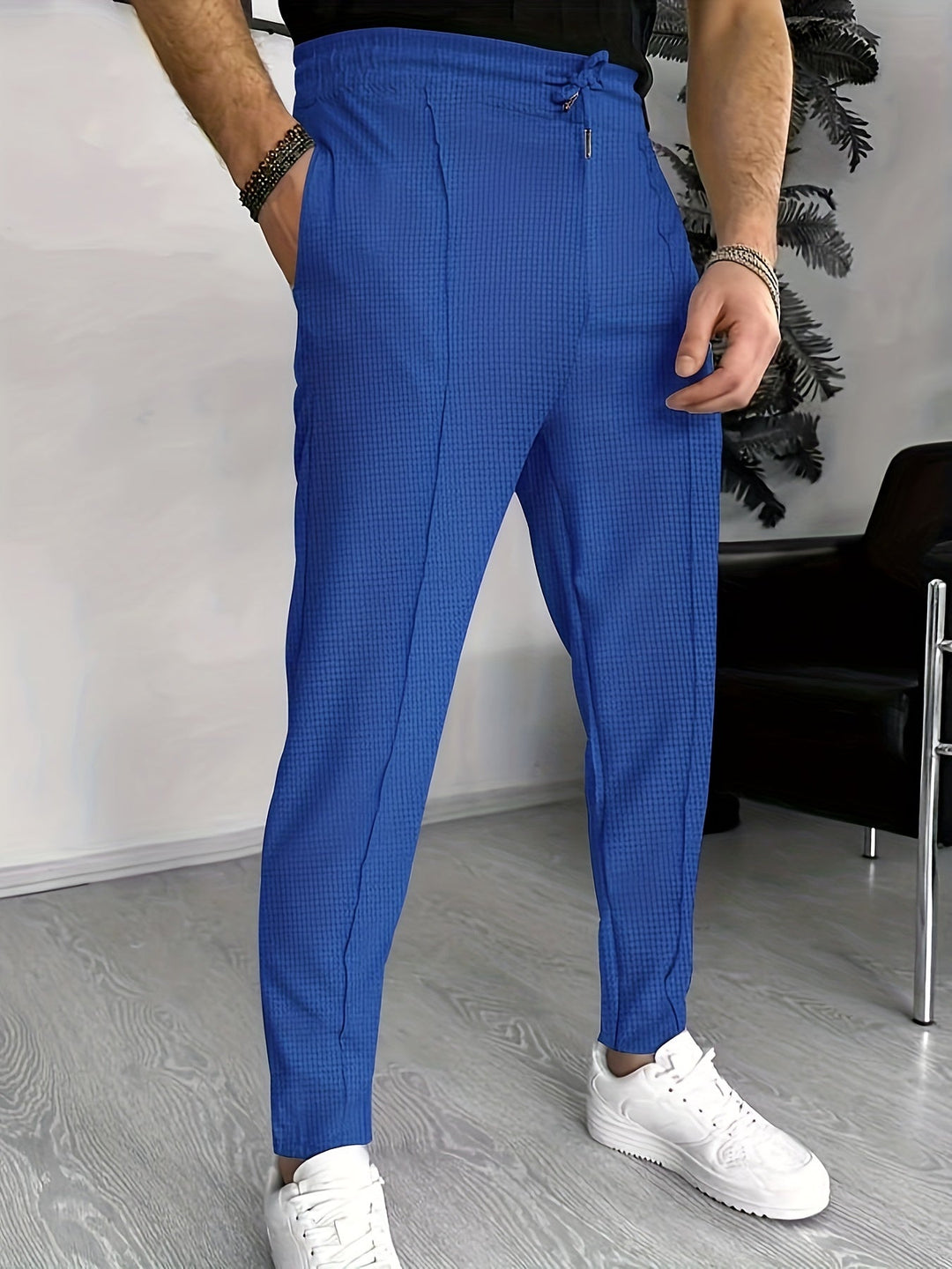 Herren Chinohose Slim Fit mit Elastischem Bund und Kordelzug-Luzern Mode