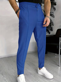 Herren Chinohose Slim Fit mit Elastischem Bund und Kordelzug-Luzern Mode