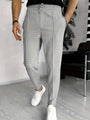 Herren Chinohose Slim Fit mit Elastischem Bund und Kordelzug-S-Grau-Luzern Mode