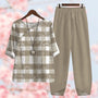 Blumendruck Damen Set - Bequemes Freizeit Outfit Zweiteiler-Braun-S-Luzern Mode