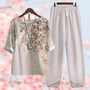 Blumendruck Damen Set - Bequemes Freizeit Outfit Zweiteiler-Grau-S-Luzern Mode