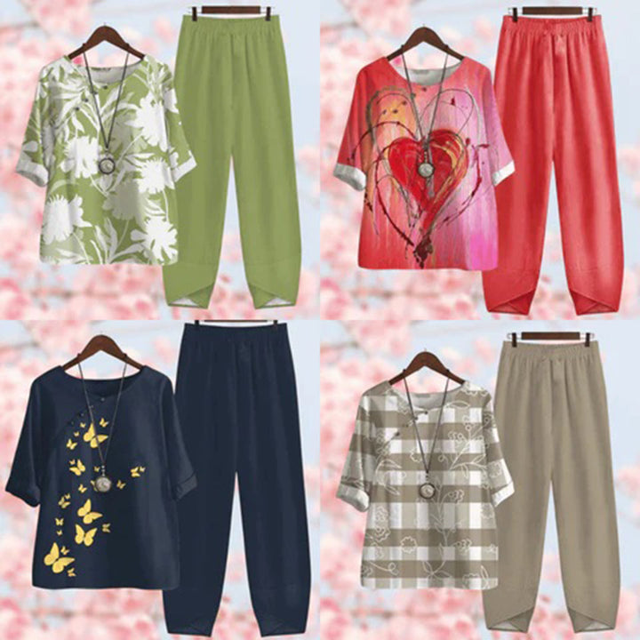 Blumendruck Damen Set - Bequemes Freizeit Outfit Zweiteiler-Luzern Mode