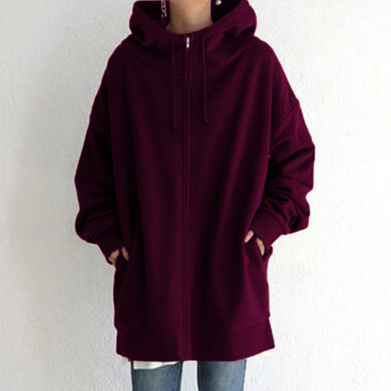 Unisex Oversized Kapuzenpullover mit Reißverschluss für Damen und Herren-Dunkellila-S-Luzern Mode