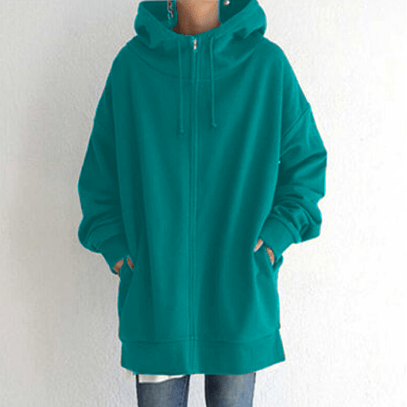 Unisex Oversized Kapuzenpullover mit Reißverschluss für Damen und Herren-Grasgrün-S-Luzern Mode