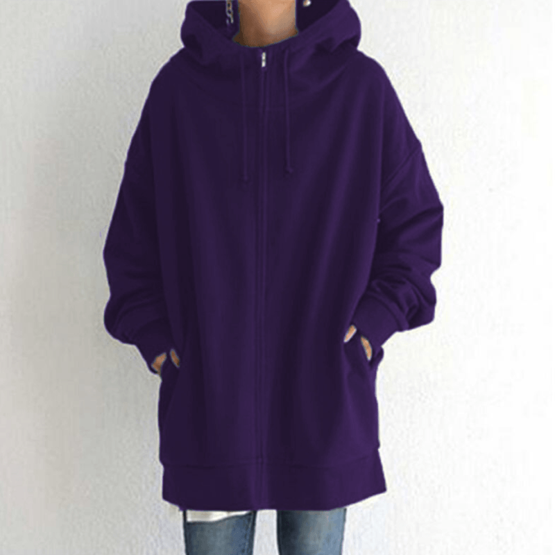 Unisex Oversized Kapuzenpullover mit Reißverschluss für Damen und Herren-Lila-S-Luzern Mode