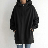 Unisex Oversized Kapuzenpullover mit Reißverschluss für Damen und Herren-Schwarz-S-Luzern Mode