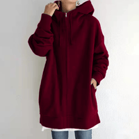 Unisex Oversized Kapuzenpullover mit Reißverschluss für Damen und Herren-Weinrot-S-Luzern Mode