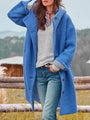 Damenjacke | Warm | Baumwollmix | Warm | Lang | Knopfverschluss | Unifarben-Blauw-S-Luzern Mode