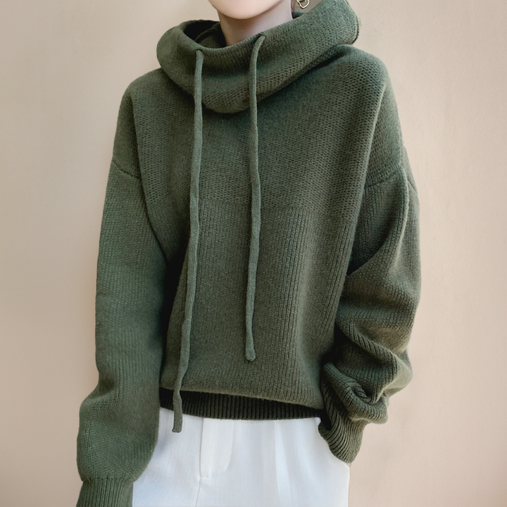 Damen Strickpullover mit Kapuze - Kuscheliger Hoodie Look-Luzern Mode
