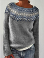 Norweger Strickpullover Damen - Wintermode Bestseller-Grau-S-Luzern Mode