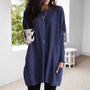 Damen Oversize Pullover mit Taschen und Rundhalsausschnitt-Dunkelblau-S-Luzern Mode