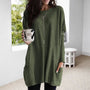 Damen Oversize Pullover mit Taschen und Rundhalsausschnitt-Grün-S-Luzern Mode