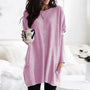 Damen Oversize Pullover mit Taschen und Rundhalsausschnitt-Rosa-S-Luzern Mode