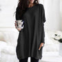 Damen Oversize Pullover mit Taschen und Rundhalsausschnitt-Schwarz-S-Luzern Mode