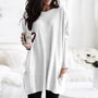 Damen Oversize Pullover mit Taschen und Rundhalsausschnitt-Weiß-S-Luzern Mode