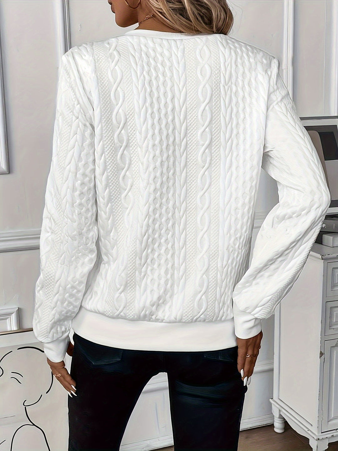 Damen Strickpullover mit Reißverschluss und Zopfmuster-Luzern Mode