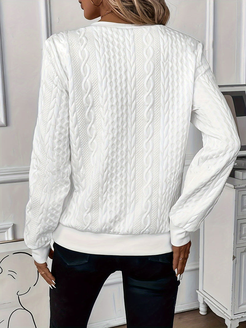 Damen Strickpullover mit Reißverschluss und Zopfmuster-Luzern Mode