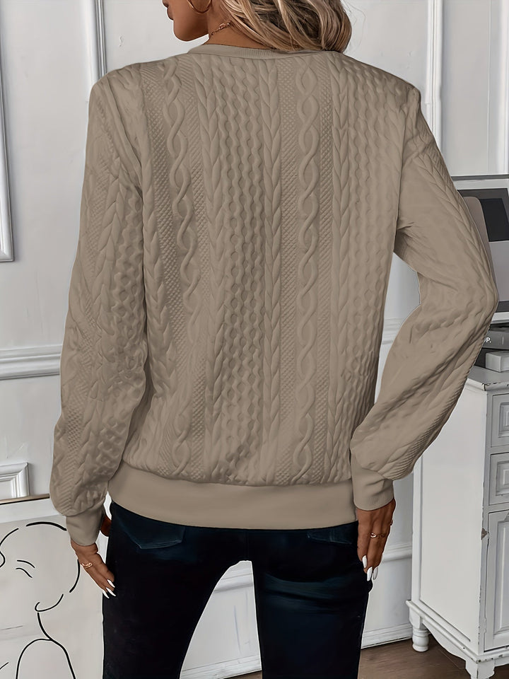 Damen Strickpullover mit Reißverschluss und Zopfmuster-Luzern Mode