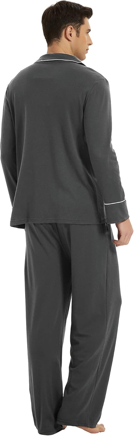 Herren Pyjama Set aus Baumwolle mit Knopfleiste, Langarm-Luzern Mode