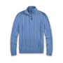 Herren Strickpullover mit Reißverschluss und Stehkragen-Blau-S-Luzern Mode