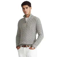 Herren Strickpullover mit Reißverschluss und Stehkragen-Luzern Mode