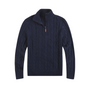 Herren Strickpullover mit Reißverschluss und Stehkragen-Dunkelblau-S-Luzern Mode