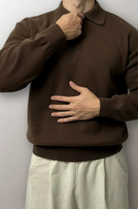 Herren Strickpullover mit Reißverschluss und Kragen-Braun-S-Luzern Mode