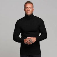 Herren Rollkragenpullover Slim Fit Strickmode Winter-Schwarz-M-Luzern Mode